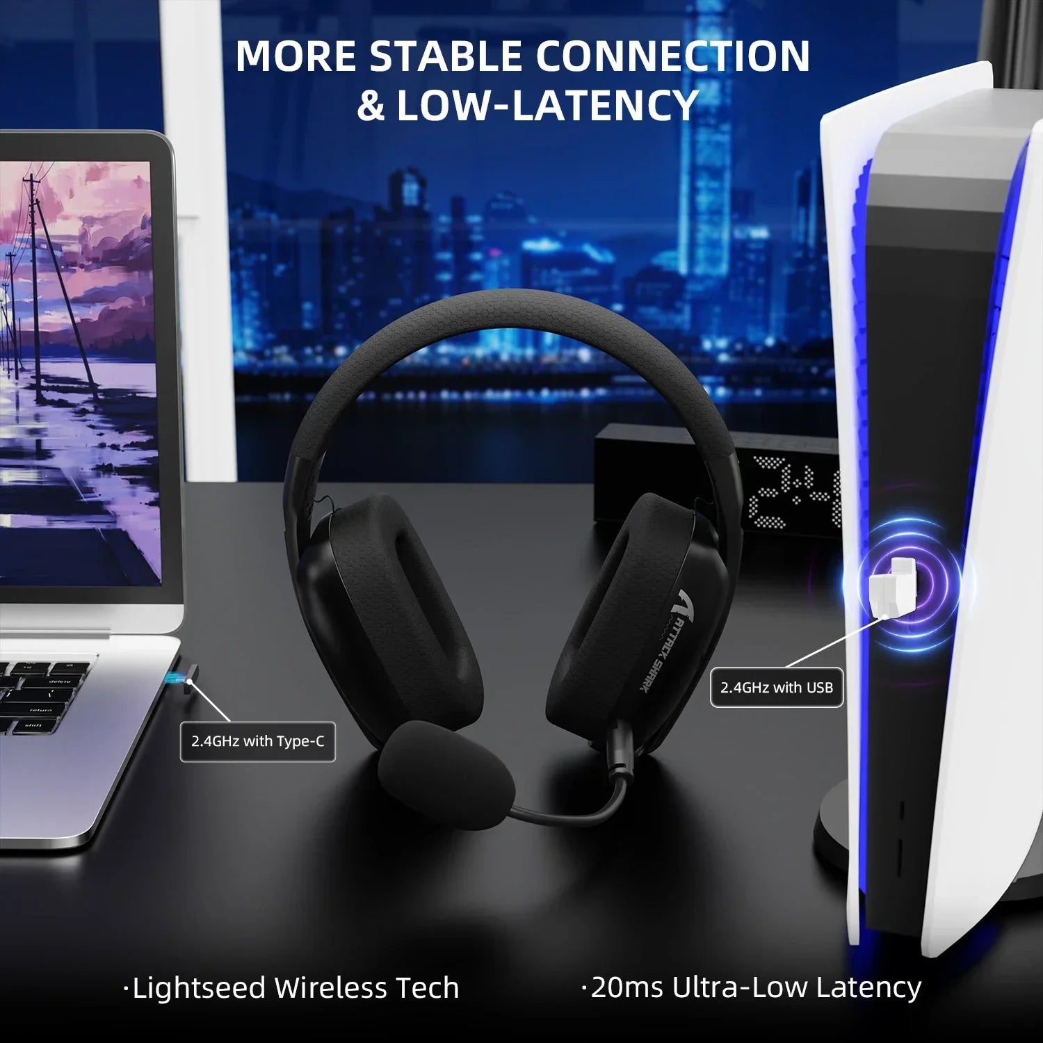 LunaPlay UltraLight Wireless Gaming Headset