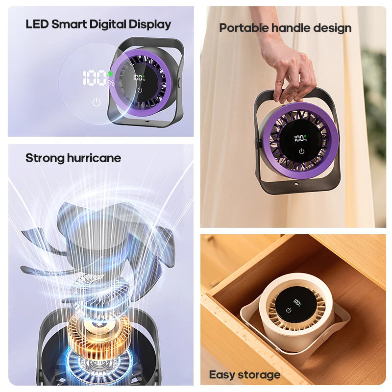 TurboCool Rechargeable Mini Desk Fan